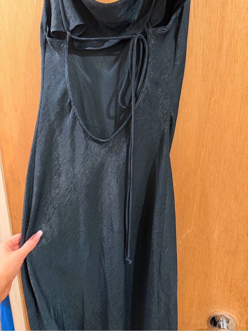 RESA Emerald Green Satin Maxi Dress with Side Slit - Picture 7 of 8